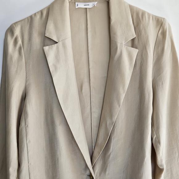Mango 100% Lyocell Blazer Khaki Tan Women's US Small - Picture 12 of 15